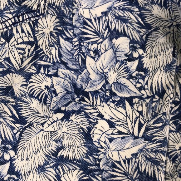 Tommy Bahama Women's Pants Size 8 Blue White Leaves Tropical Stretch - Picture 6 of 12
